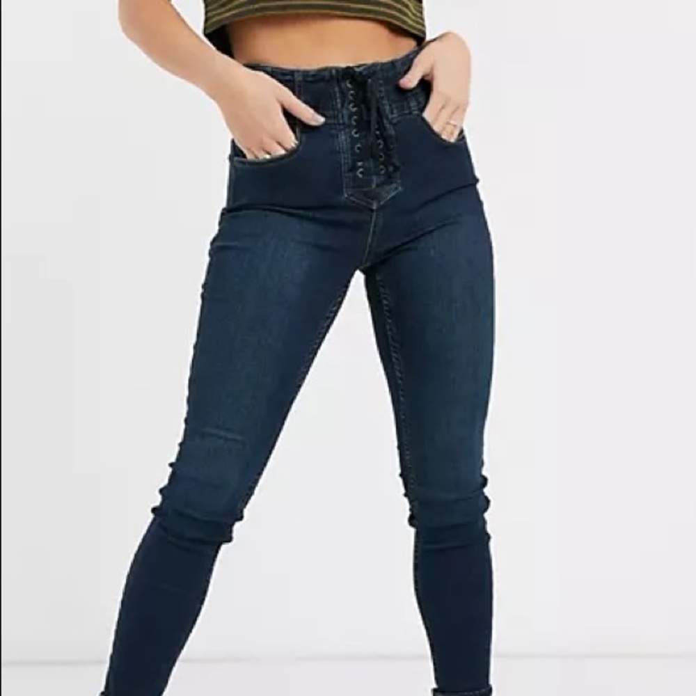 We The Free CVRY Hi-Rise Lace-Up Jeans - Picture 1 of 6